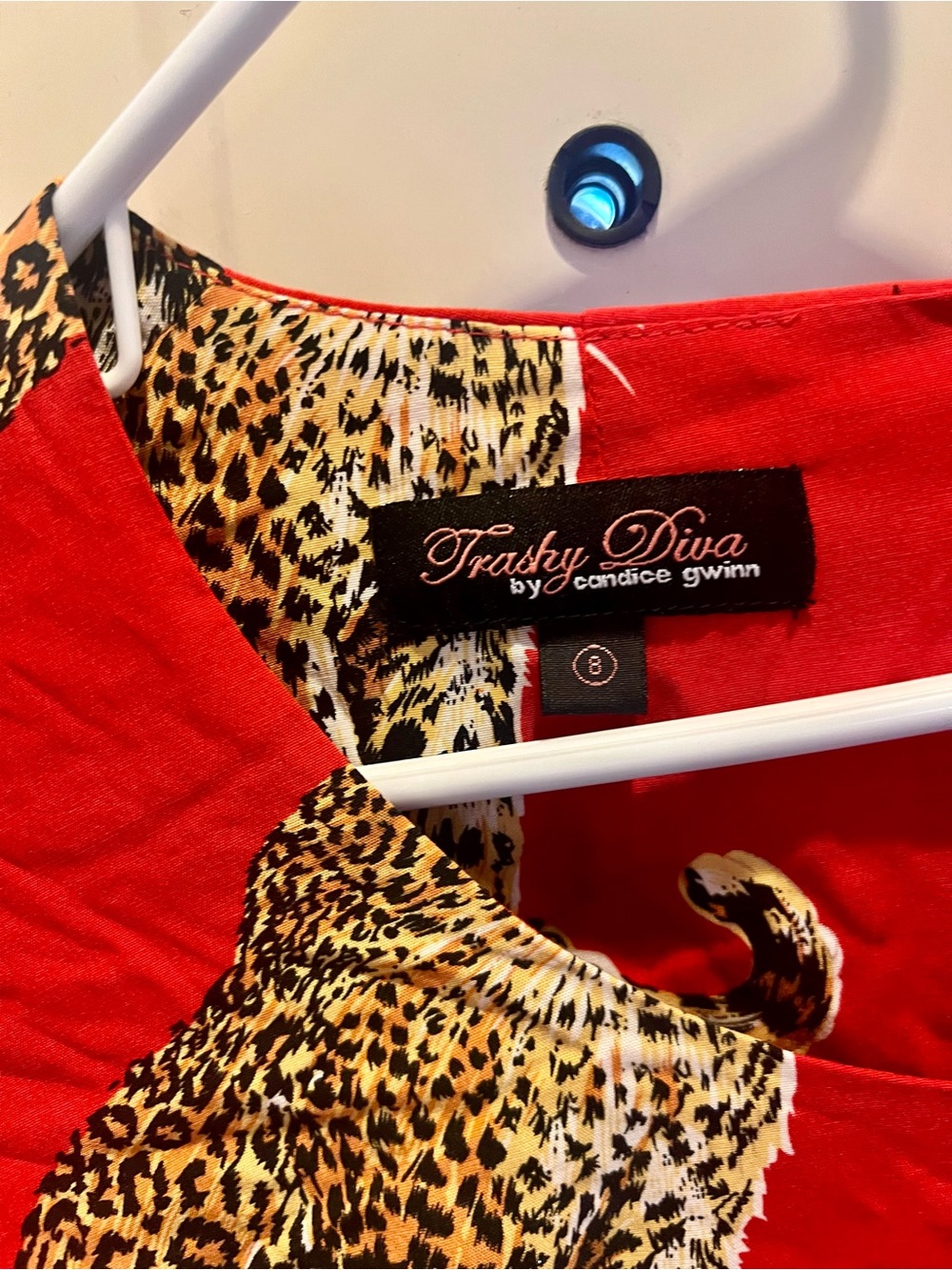 Trashy Diva Red Dress with Leopard Print Accents